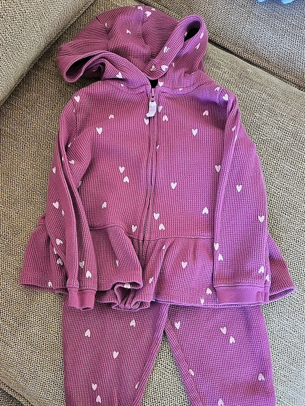 Kids Pink Heart Print Knit Set Like New